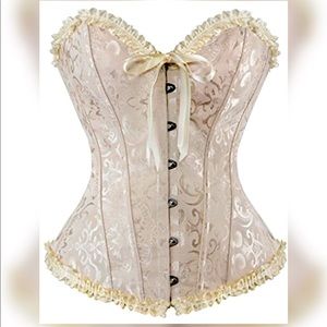 Sexy Victorian Cream Corset Laced Up‎ back Smooth Hook front closure Small